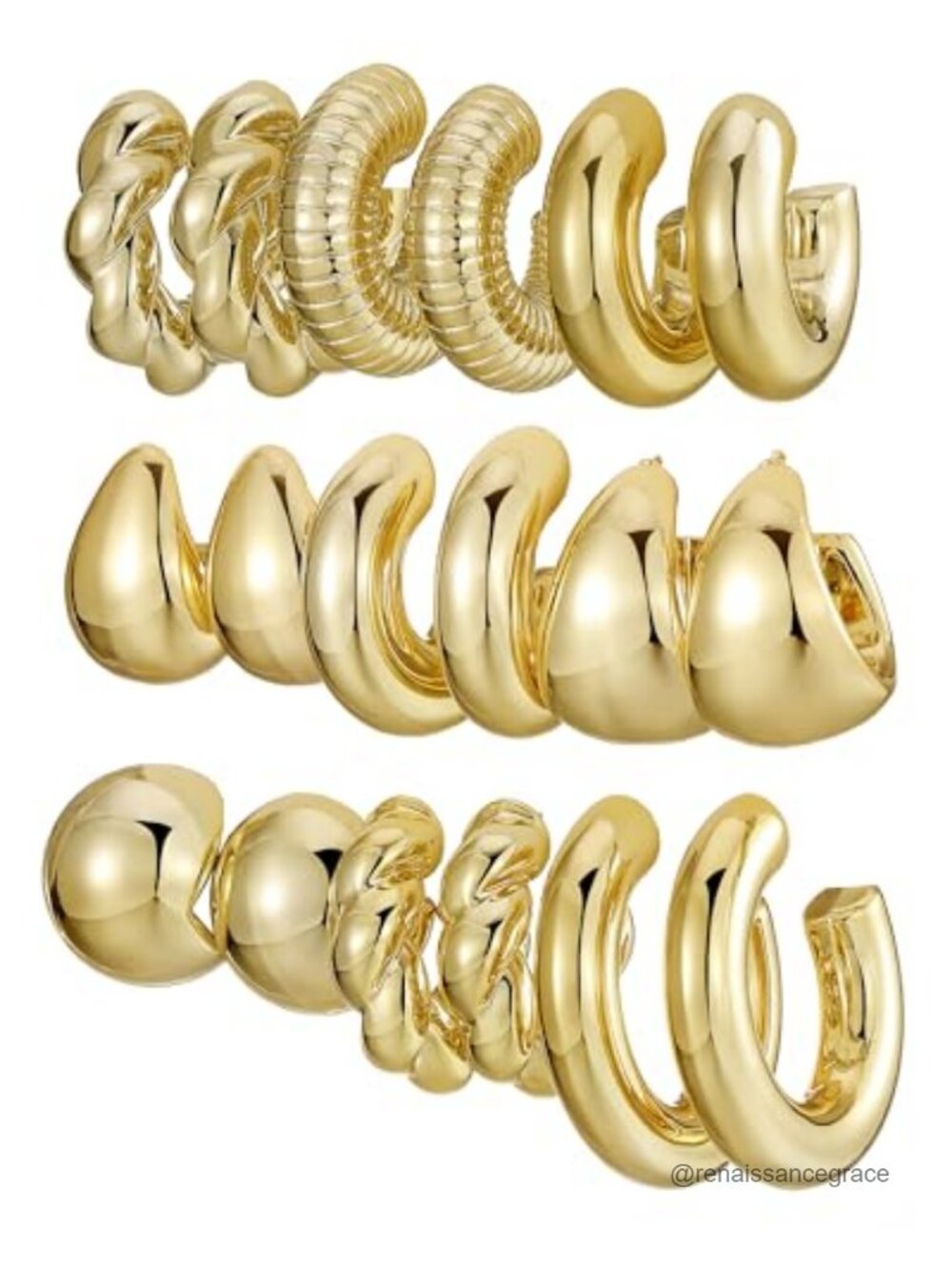 24 Pairs Gold Plated Hoop & Dangle Earring Set for Women Hypoallergenic,